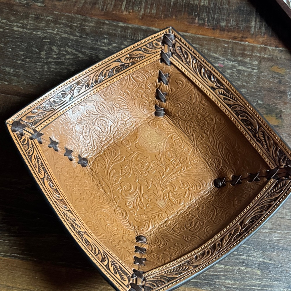 Embossed Leather Decorative Tray
